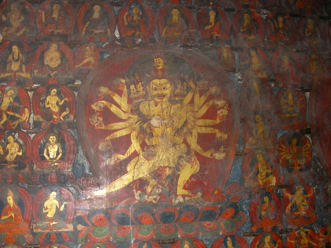 Wall paintings at Tsaparang temple. Western Tibet.